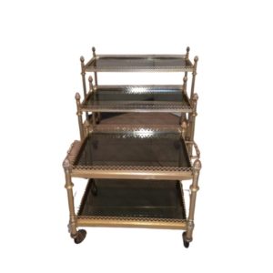 Neoclassic Gilded metal nesting tables of House Baguès France, 1960s