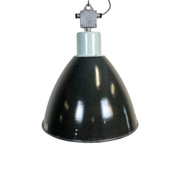Large Industrial Enamel Factory Pendant Lamp from Elektrosvit, 1960s, 22x Large Industrial Enamel Factory Pendant Lamp from Elektrosvit, 1960s, 22x