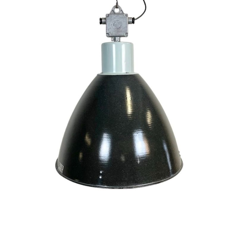 Large Industrial Enamel Factory Pendant Lamp from Elektrosvit, 1960s, 22x