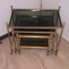 Neoclassic Gilded metal nesting tables of House Baguès France, 1960s