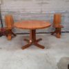 Solid oak t40 table with duck foot and extensions, late 1970's