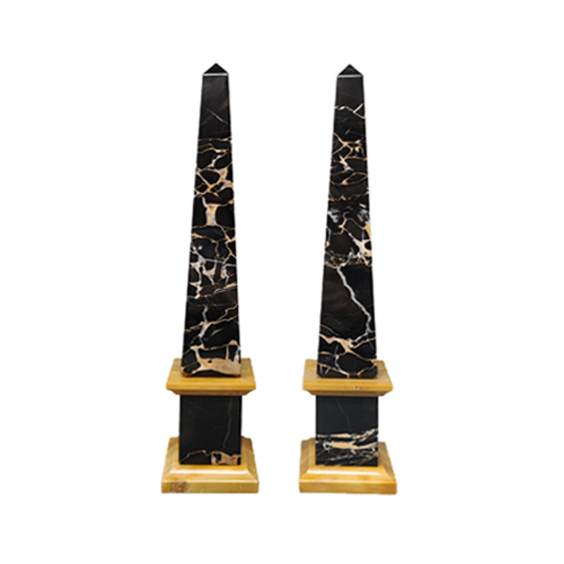 1960s Gorgeous Pair Of Obelisks in Italian Portoro Marble. Made in Italy