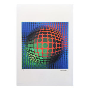 1970s Original Gorgeous Victor Vasarely Op Art Limited Edition Lithograph