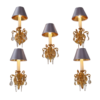 Sciolari sconces wall lights, set of 5, gilt brass & crystals, 1960`s ca, Italian, rewired Sciolari sconces wall lights, set of 5, gilt brass & crystals, 1960`s ca, Italian, rewired