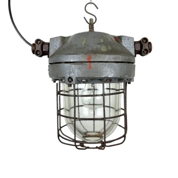 Dark Grey Industrial Explosion Proof Lamp from Elektrosvit, 1960s, 22x Dark Grey Industrial Explosion Proof Lamp from Elektrosvit, 1960s, 22x