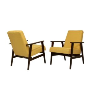 Armchair Henryk Lis 300-190 years 1970 yellow fabric Pierre Frey. Ref SAFRA.