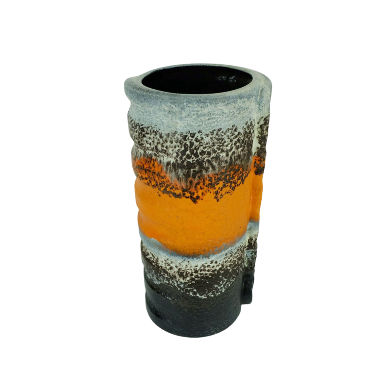 Mid century ceramic VASE duemler & breiden model 24/50 decor polar orange gray black