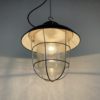 Industrial Black Enamel Factory Hanging Lamp, 1960s, 14x