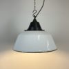 White Enamel and Cast Iron Industrial Pendant Light, 1960s, 16x