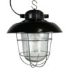 Industrial Black Enamel Factory Hanging Lamp, 1960s, 14x