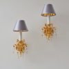 Sciolari sconces wall lights, a pair, gilt brass & crystals, 1960`s ca, Italian, rewired Sciolari sconces wall lights, a pair, gilt brass & crystals, 1960`s ca, Italian, rewired