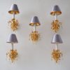 Sciolari sconces wall lights, set of 5, gilt brass & crystals, 1960`s ca, Italian, rewired Sciolari sconces wall lights, set of 5, gilt brass & crystals, 1960`s ca, Italian, rewired