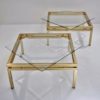 Pierre Vandel side coffee table, a pair, gilt metal, 1970`s ca, French