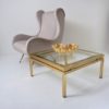 Pierre Vandel side coffee table, a pair, gilt metal, 1970`s ca, French