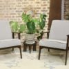 Pair of armchairs Henryk Lis 300-190 1970s reupholstered gray textured fabric.