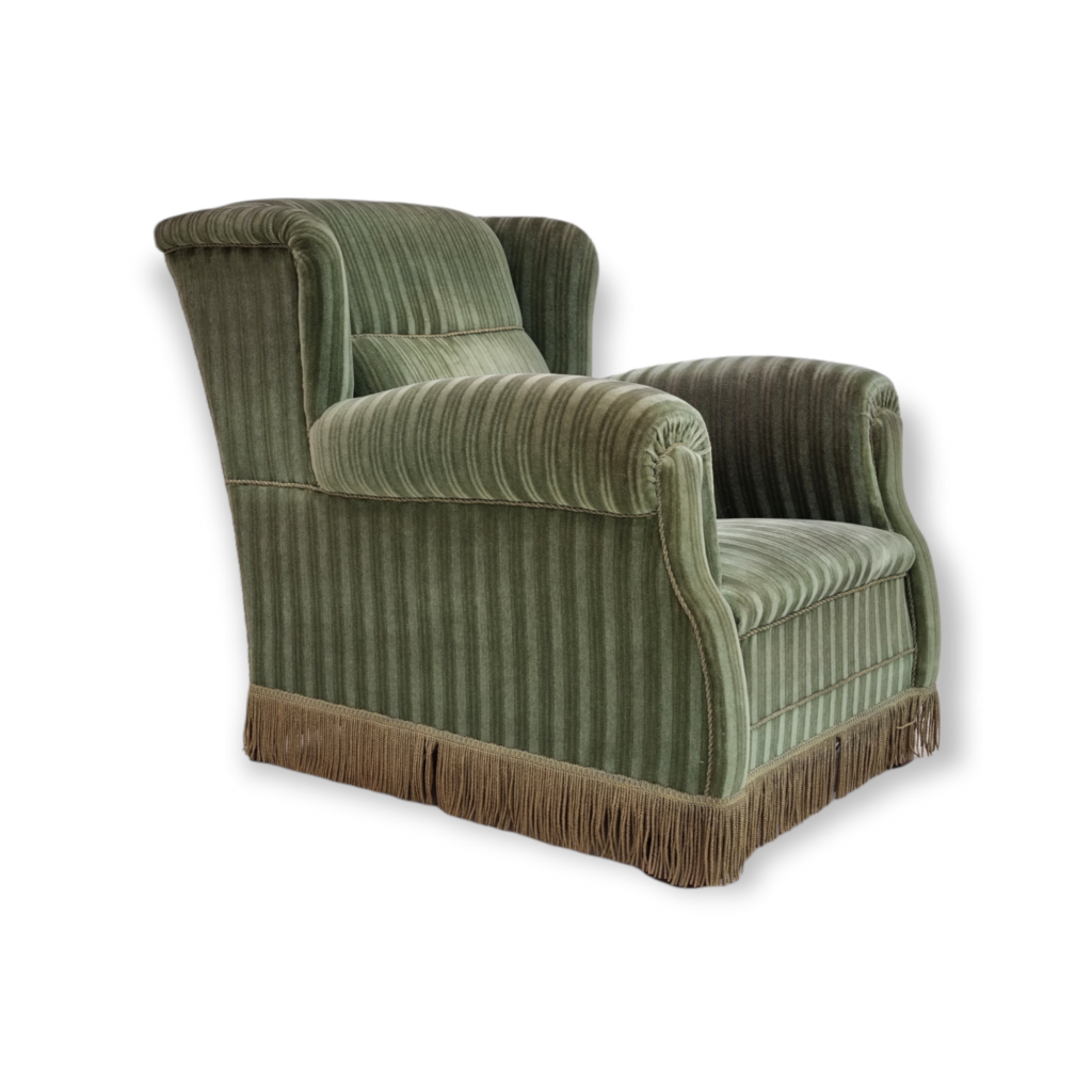 1960s, Danish design, relax armchair, oak wood, velour, original condition