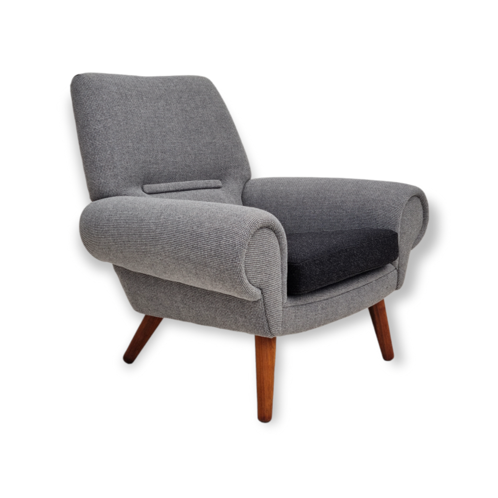 60s, Danish design by Kurt Østervig, armchair, model 14, wool, exotic wood