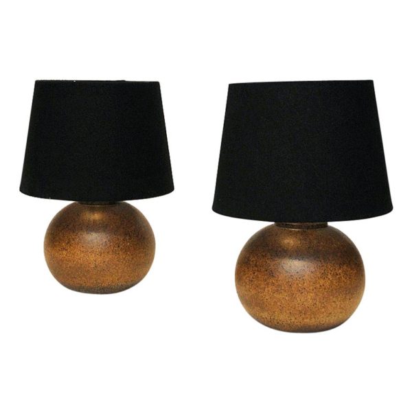 Brown Bruno Karlsson Ceramic table lamp pair for Ego Stengods, Sweden 1970s Brown Bruno Karlsson Ceramic table lamp pair for Ego Stengods, Sweden 1970s