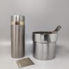 1970s Gorgeous Cocktail Shaker in Gold 24K and Stainless Steel With Ice Bucket by Piazza. Made in Italy