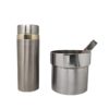 1970s Gorgeous Cocktail Shaker in Gold 24K and Stainless Steel With Ice Bucket by Piazza. Made in Italy