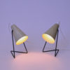 Swedish cream white metal table lamp pair by Svend Aage Holm-Sørensen 1950s