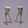 Swedish cream white metal table lamp pair by Svend Aage Holm-Sørensen 1950s
