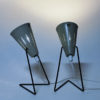 Swedish cream white metal table lamp pair by Svend Aage Holm-Sørensen 1950s