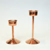 Swedish bronze Candle holder pair with red glassdomes by Gnosjö Konstmide 1960s