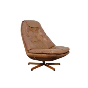 Vintage leather swivelchair by Madsen & Schubel for Bovenkamp, 1970s Denmark