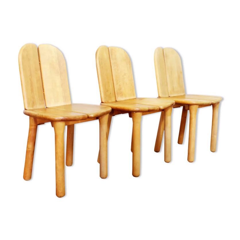 Set de 3 chaises Rainer Daumiller en hêtre massif