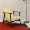 Armchair henryk lis 300-190 years 1970 beige fabric effect crepe.