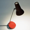 Red metal table and desk lamp by Asea, Sweden 1950s