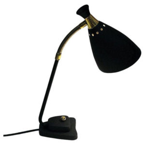 Black metal and brass tablelamp Solberg Industrier - Norway 1950s