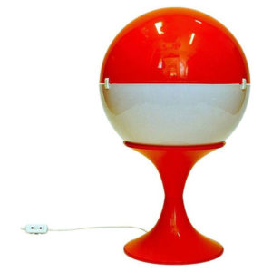 Scandinavian white and orange Space Age Globe Tablelamp 1970s