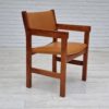 60s, H.J.Wegner, set of 3 armchairs, refurbished, leather, beech wood