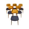 Set of six chairs design year 60 ,70 traditional wood slatted.