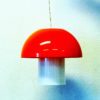 Danish white and orange Space Age tablelamp and pendant by Bent Karlby 1970s