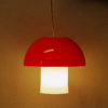 Danish white and orange Space Age tablelamp and pendant by Bent Karlby 1970s