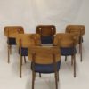 Set of six chairs design year 60 ,70 traditional wood slatted.