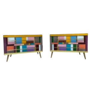 Pair of colored bedside tables - Northern Italy