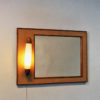Vintage oak and rattan wallmirror with light by Fröseke Sweden 1960s