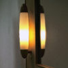 Vintage oak and rattan wallmirror with light by Fröseke Sweden 1960s