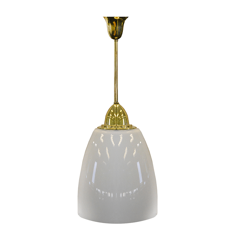 Large bell-shaped brass pendant lamp made in the 1950s, Czechoslovakia.
