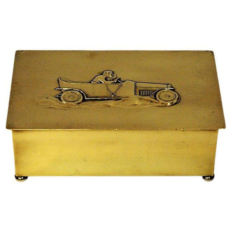 Lovely Lidded Brass Box by Eisenacher Motorenwerk 1910-1920, Germany