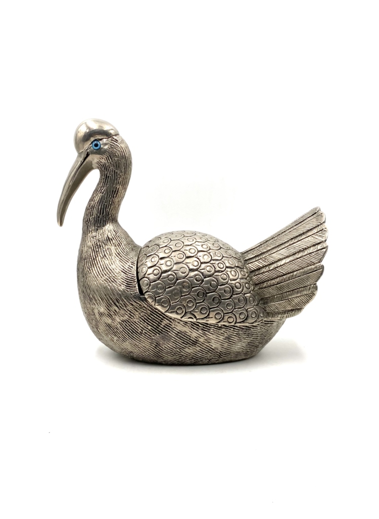 Silvered Bird shaped Ice Bucket, France 1970s