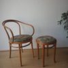 Vintage wooden armchair and stool by Thonet for Zpm Radomsko, 1950