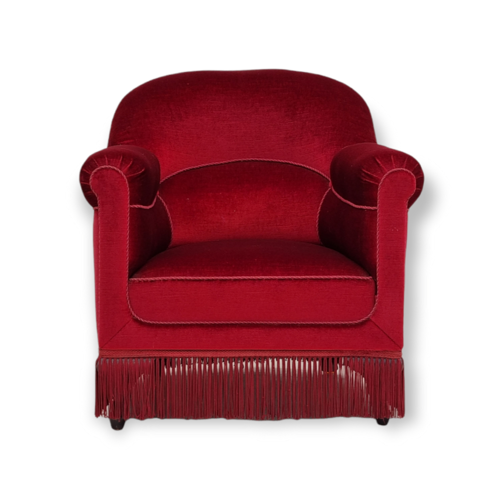 1950s, Danish design, red-cherry velour, original very good condition