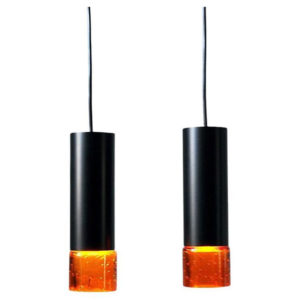 Swedish metal and glass ceiling or window pendant pair 1960s