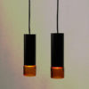 Swedish metal and glass ceiling or window pendant pair 1960s