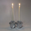 Swedish Diamond shaped pair of art glass candle holders by Asta Strömberg 1960s